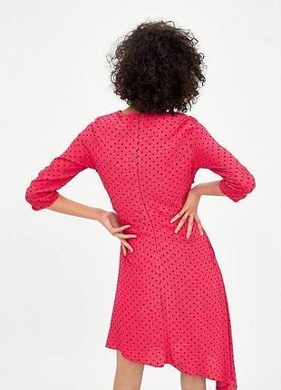 Розовое платье в горошек zara 5