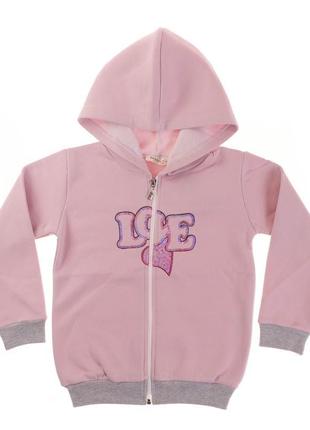 Качественная теплая спортивная кофта для девочки с капюшоном на молнии
