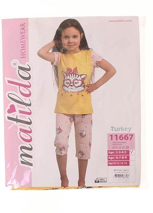 Якісна натуральна піжама для дівчинки бавовняна з коротким рукавом туреччина