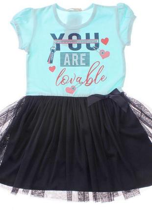 Сукня для дівчинки з коротким рукавом блакитна / синя