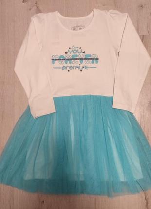 Святкова сукня якісна натуральна для дівчинки з довгим рукавом туреччина р.128