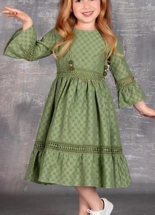 Святкова сукня для дівчинки колір оливковий туреччина р.116 (6...