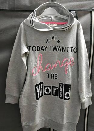 Якісна натуральна сукня худі туніка для дівчинки з довгим рукавом туреччина р.128