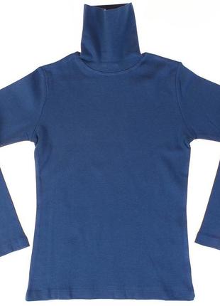Хлопковая водолазка гольф для девочки с длинной горловиной индиго турция