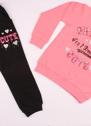 Якісний натуральний спортивний костюм для дівчинки персиковий туреччина