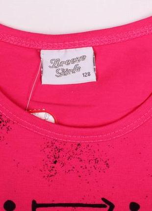 Бавовняна кофта - футболка для дівчинки з довгим рукавом рожев...3 фото