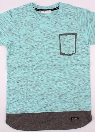 Натуральная качественная хлопковая футболка для мальчика голубая турция р.128