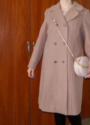 Пальто жіноче колір пудра брудно-рожевий розмір 46-487 фото