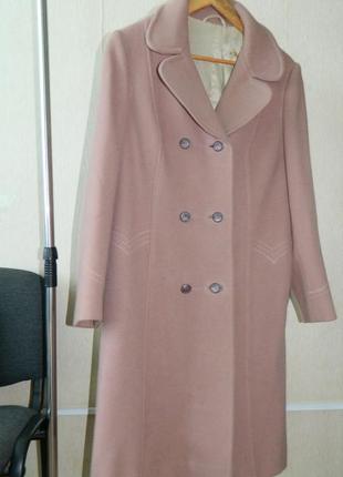 Пальто жіноче колір пудра брудно-рожевий розмір 46-482 фото
