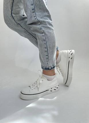 Белые женские кроссовки кеды тканые текстильные2 фото