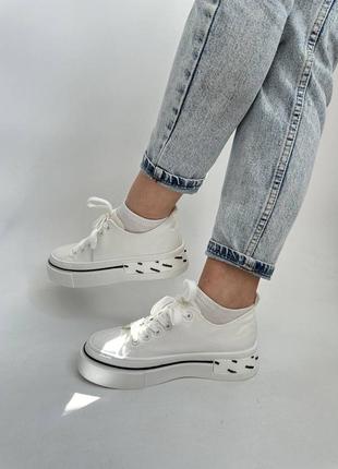 Белые женские кроссовки кеды тканые текстильные5 фото