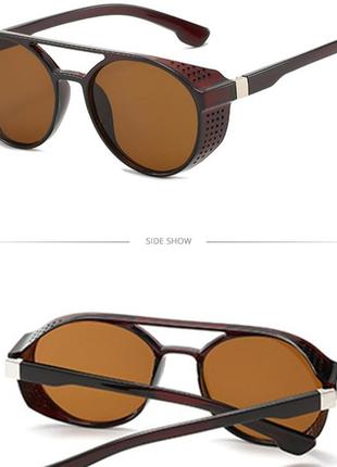 Сонцезахисні окуляри трендові тихішейди із шорами ретро стимпак steampunk гірські з бічним захистом коричневі3 фото