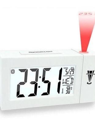 Настільний годинник з проектором ds-618 white
