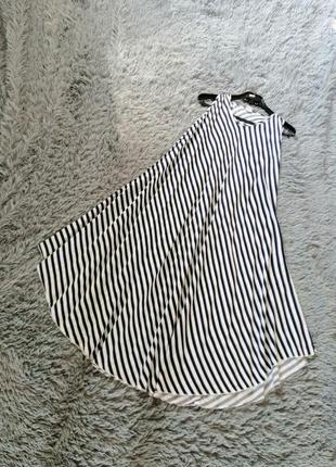 Хлопковый натуральный сарафан длины миди икроя полусолнце в косую полоску