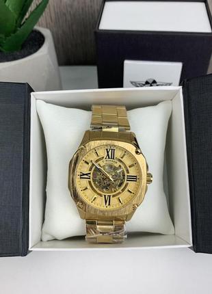 Качественные мужские механические часы winner gmt-1159 gold золото,наручные часы виннер скелетон 20223 фото