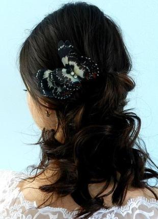 Гребень с бабочками , гребень для прически , свадебный  гребень для волос6 фото