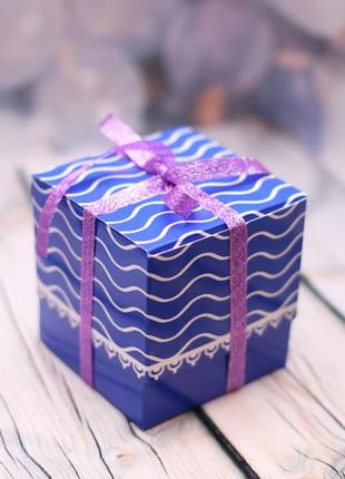 Подарункова коробочка для чашки синя1 фото
