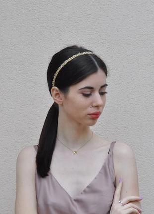 Тонкий хрустальный ободок , украшение для свадебной прически