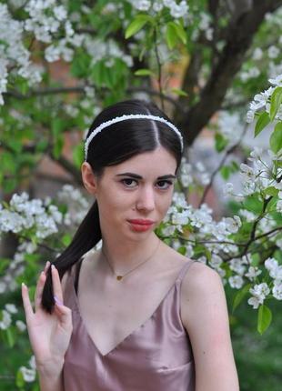 Тонкий хрустальный ободок , украшение для свадебной прически