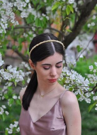 Тонкий хрустальный ободок , украшение для свадебной прически