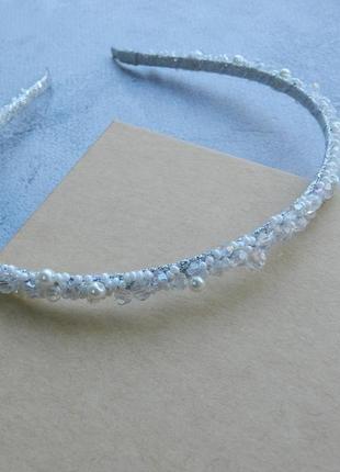 Тонкий хрустальный ободок , украшение для свадебной прически