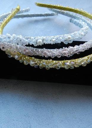 Тонкий хрустальный ободок , украшение для свадебной прически