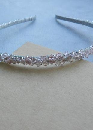 Тонкий хрустальный ободок , украшение для свадебной прически