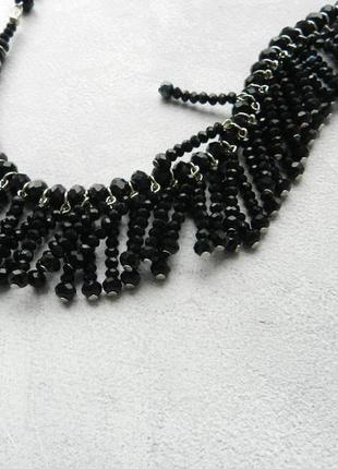 Чёрное колье , чёрное хрустальное ожерелье7 фото
