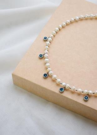 Перли з кристалами, перлове кольє, чокер із перлами в подарунок.