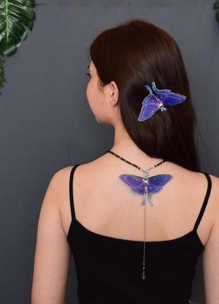 Кулон на спину з метеликом , чокер кольє для відкритої спини , унікальна прикраса2 фото