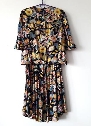 Винтажный 80е вискозный костюм жакет+юбка+блузон (блуза/топ) frankenwolder2 фото