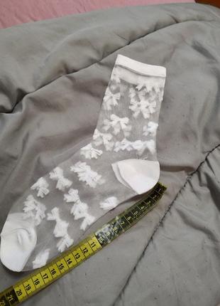Ексклюзивні шкарпетки сітка бантики білі3 фото