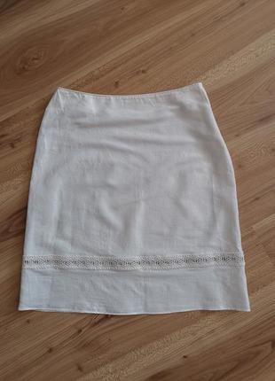 Спідниця білосніжна льняна легка юбка1 фото