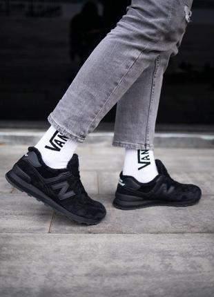 Мужские кроссовки new balance 574 black (мех)