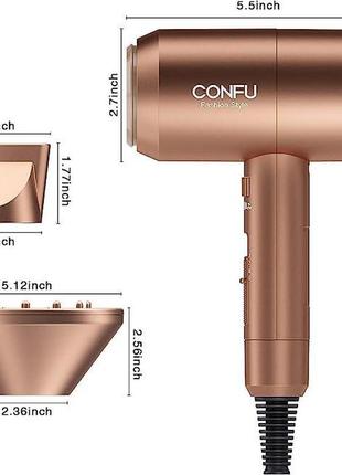 Фен confu 1800 вт. професійний іонний фен з дифузором і насадк...3 фото