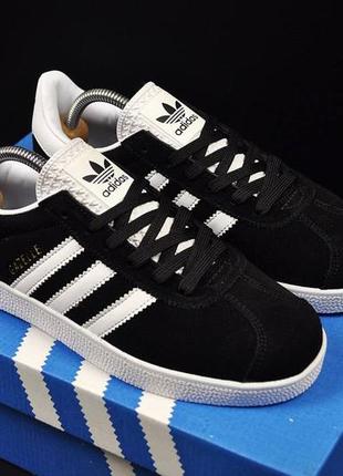 Кросівки adidas gazelle black & white1 фото