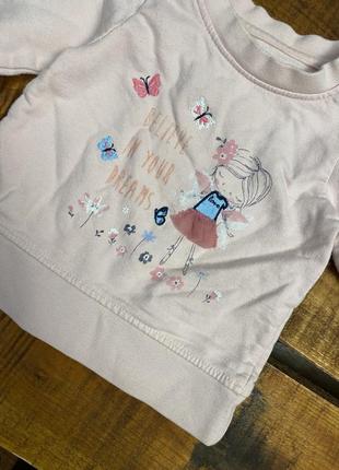 Дитяча бавовняна кофта (світшот) з принтом, вишивкою та нашивками primark (прімарк 3-6 міс 62-68 см ідеал оригінал різнокольорова)7 фото