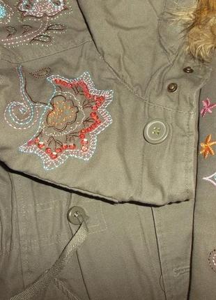 Пальто парка хаки вышивка капюшон стильное германия р.  xl5 фото