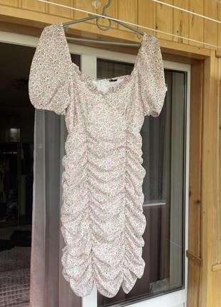 Платье резинка резинки цветочный принт лёгкое летнее воланы короткое нежное3 фото