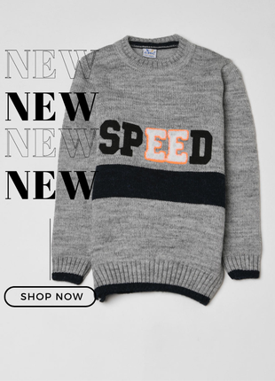 Сірий светр з надписом "speed"