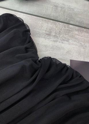 Чорна жіноча cукня із сітки на тонких бретелях7 фото