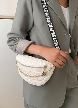Мінісумка клатч, жіноча сумка крос-боді маленька сумочка через плече для дівчат біла5 фото