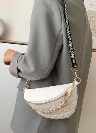 Мінісумка клатч, жіноча сумка крос-боді маленька сумочка через плече для дівчат біла4 фото