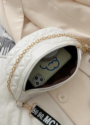 Мінісумка клатч, жіноча сумка крос-боді маленька сумочка через плече для дівчат біла6 фото