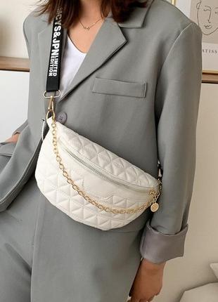 Мінісумка клатч, жіноча сумка крос-боді маленька сумочка через плече для дівчат біла8 фото