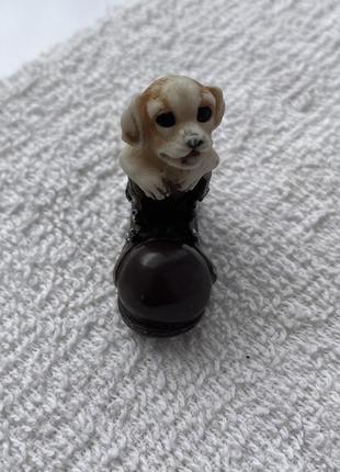Миниатюрная собачка статуэтка миниатюрная собака в сопоге3 фото