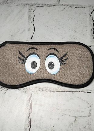Маска для сна махровая глазки коричневая