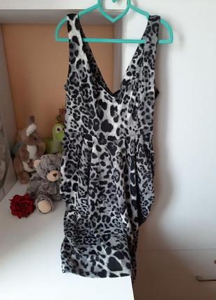 Плаття теплі демисезон міді сукня демисезонне принт леопард леопардовий1 фото
