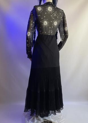 Красива вінтажна чорного кольору довга спідниця юбка максі в складку пліссе готична готика готичний стиль5 фото