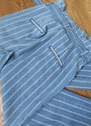 Широкие укороченные джинсы/палаццо в полоску4 фото